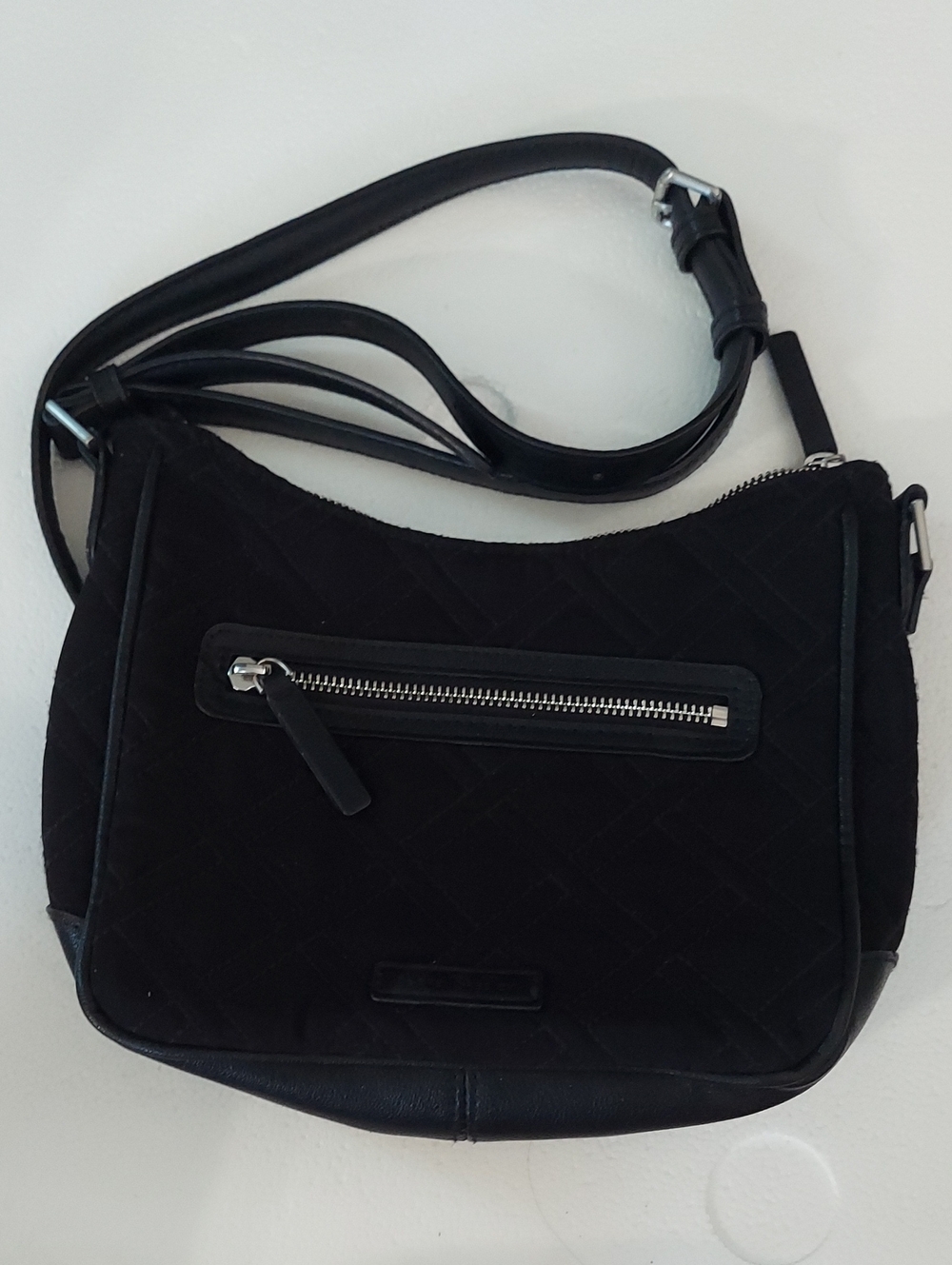 Vera Bradley Black Quilted Shoulder/Crossbody Bag with Front Zip Pocket